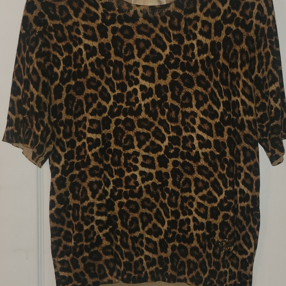 Michael Kors Leopard Print Blouse - Black and Brown